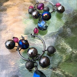 BOBBLES! LB Beaded Necklace Matching Hoop Earrings